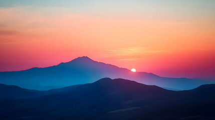 Serene Sunset over Majestic Mountains