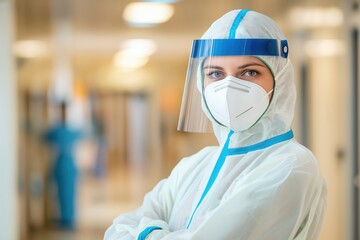 female Healthcare worker in full PPE suit