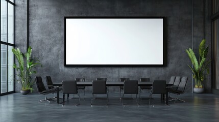 Bold black rectangular frame on a matte charcoal wall