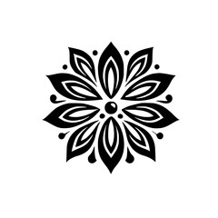 Black and White Geometric Flower Mandala Design: Elegant Circular Pattern for Graphic Resources