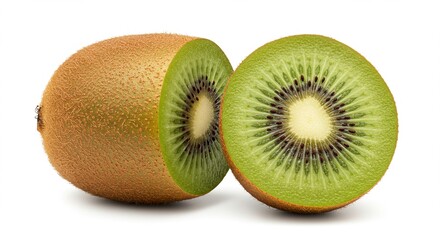 Fototapeta premium Fresh Kiwi Fruit Halves Sliced Kiwi Healthy Food Vitamin C
