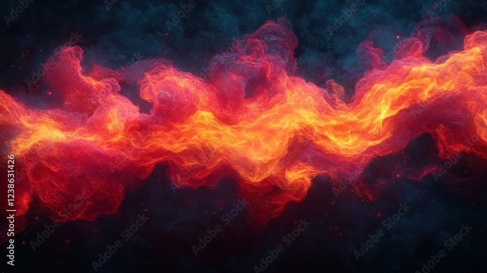 Poster bright flames swirl through a dark backdrop creating a mesmerizing visual of fire and smoke. generat