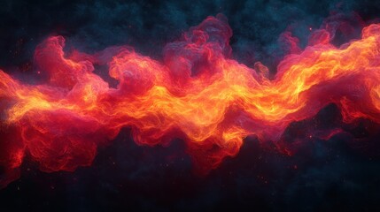 Bright flames swirl through a dark backdrop creating a mesmerizing visual of fire and smoke. Generative AI
