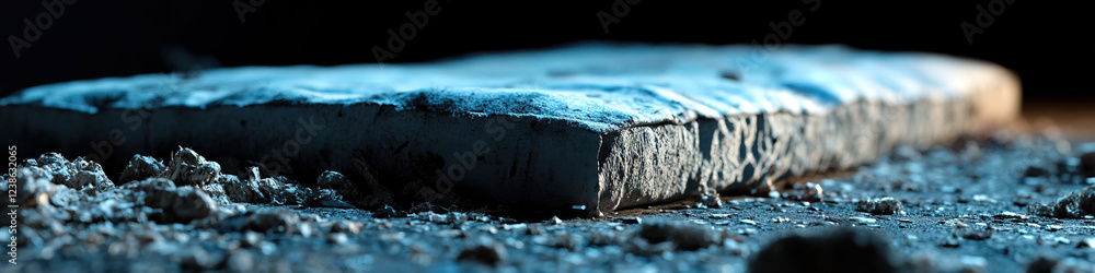 Aufkleber close-up of gray rectangular block on granular surface