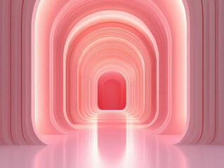 Naklejka premium Modern Luxury Interior Design with Smooth Pink Curves and LED Lighting