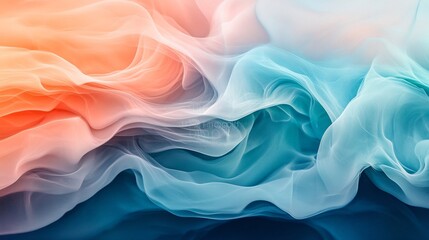 Obraz premium Abstract swirling pastel fabrics gently flowing soft light creates calming mood. AI Generated