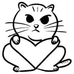 cute cat with heart outline