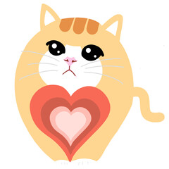 cute cat cartoon with heart