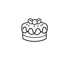 A delightful line art cake illustration, perfect for bakery logos, websites, and dessert menus. This simple yet elegant design captures the essence of sweetness and celebration.