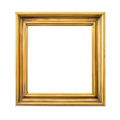 Minimalist golden frame mockup with a thin gold border on a white background, a simple square shape for artwork or picture display template