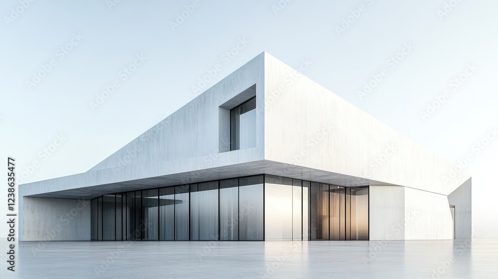 Poster modern architectural structure featuring geometric design and sleek lines in an outdoor setting at s
