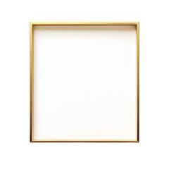 Obraz premium Minimalist golden frame mockup with a thin gold border on a white background, a simple square shape for artwork or picture display template