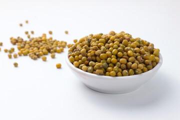 Close-up of Mung Beans in a White Bowl