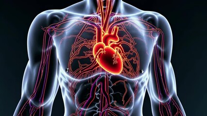 Detailed look at human cardiovascular system and anatomy for educational purposes