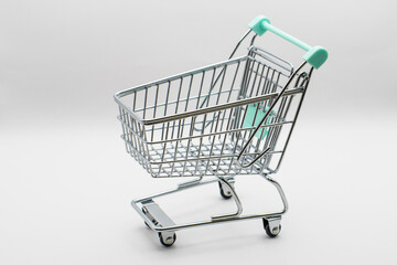 Supermarket shopping cart isolated on white