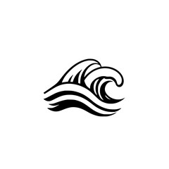 Ocean Wave Abstract: A Monochrome Sea Design.  Perfect for nature, beach, and summer themes.  Stylish and symbolic vector illustration.