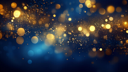 Abstract Dark Blue and Gold Christmas Bokeh - Festive Stock Image