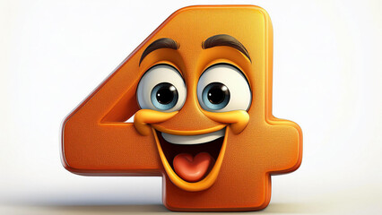Funny Cartoon Digit Character Four - Stock Art