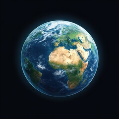 Fototapeta premium Realistic 3D Earth Rendering from Space with Detailed Textures and Soft Sunlight