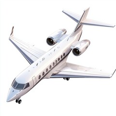 Fototapeta premium Luxury private jet with tinted windows, isolated on white background