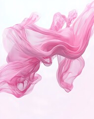 Vibrant and flowing color waves in pink against a white background, creates a visual effect, generative AI