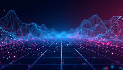 Obraz premium Abstract Digital Landscape: Networked Data Visualization