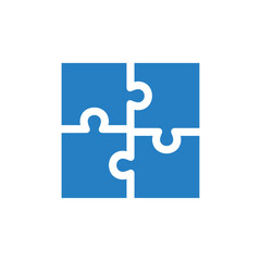 Puzzle icon. Teamwork symbol. Plugins sign. Logo template for website, ui, app. Outline, flat, and colored style. Flat design. Vector illustration.