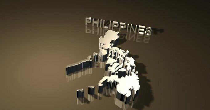 Map of Philippines in 3D animation with golden theme