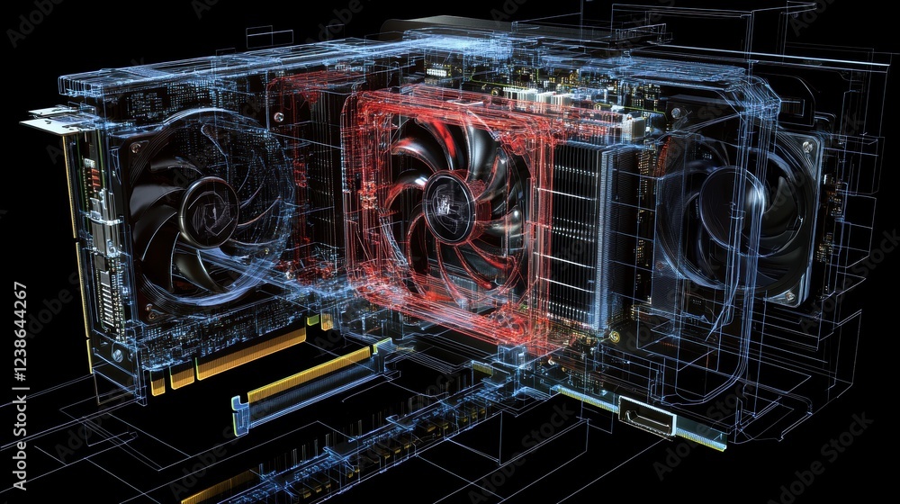 Aufkleber infographic on high-fidelity graphics cards data insights and technical visualization