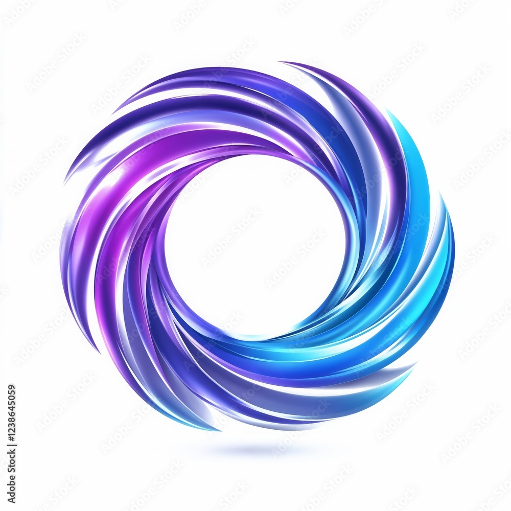 Poster abstract circular swirl with gradient blue and purple lines. futuristic and hypnotic digital design 