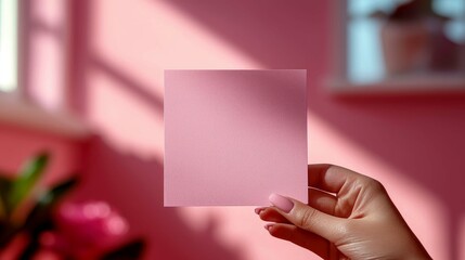 Obraz premium Elegant Pink Paper Mockup: Minimalist Brand Template for Advertising and Marketing