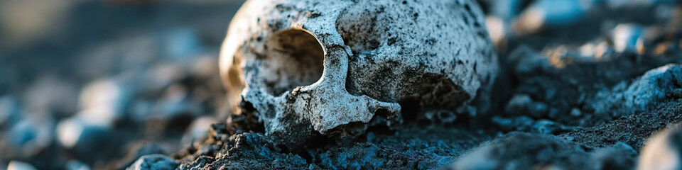 Obraz premium Weathered Human Skull in Soil
