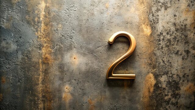 Golden Number Two on Textured Background A Stylish Decorative Element - Powered by Adobe