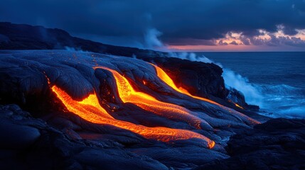 Fototapeta premium Aerial views of deep-sea volcanic pillow lavas and geological wonders in high definition