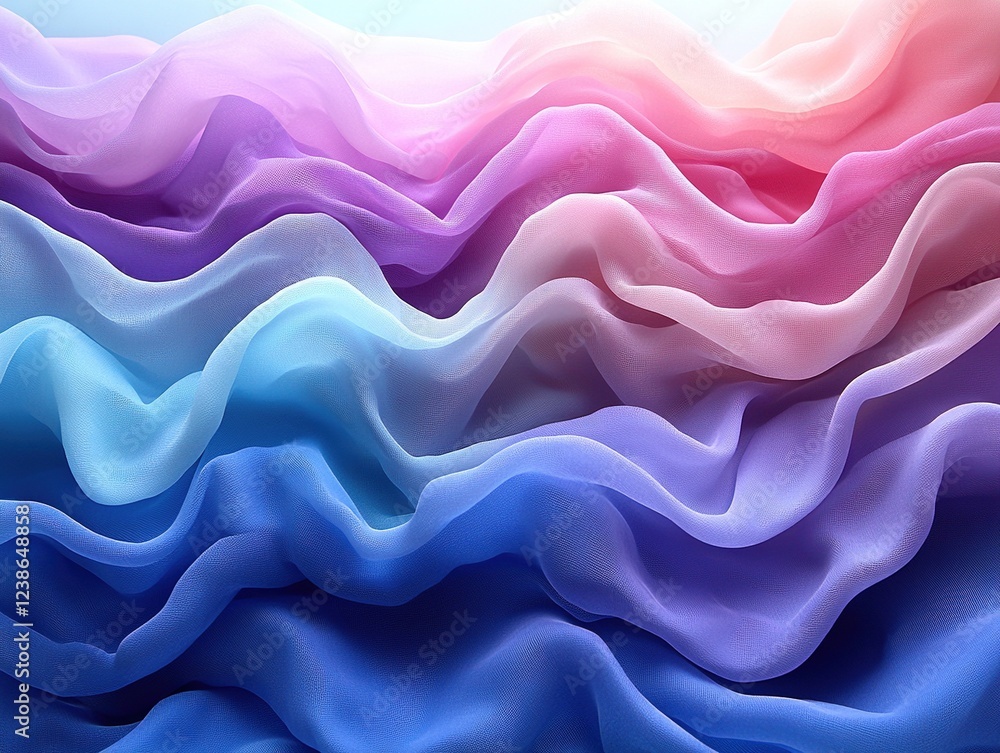 Poster multicolored fabric waves; abstract fluid design, for backdrops, digital or print use