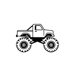 Monster Truck: A Powerful Off-Road Vehicle Icon. This graphic design showcases a classic monster truck, perfect for automotive, transport, and off-road enthusiasts.