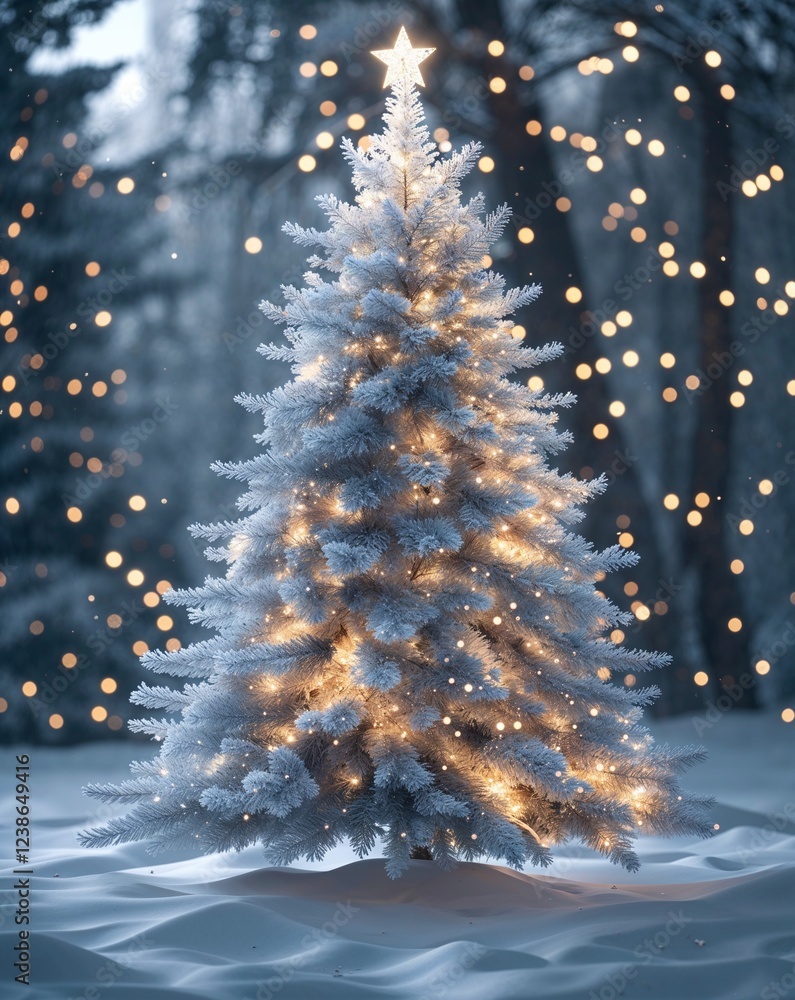 Poster silver soft glowing tree with subtle twinkling details abstract christmas tree concept background