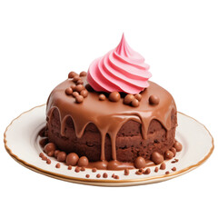 a delicious sweet flavor chocolate cake with transparent background AI Generative