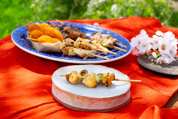 お花見の焼き鳥