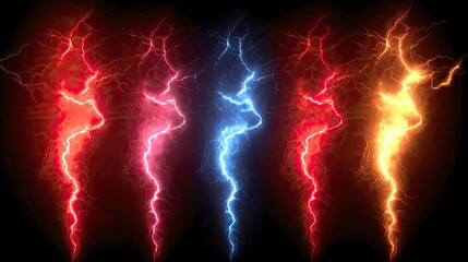Obraz premium Fiery Electric Storm: Abstract Lightning Plasma Background. Intense Colors, Powerful Energy, Dynamic Design. Perfect for Sci-Fi, Fantasy, and Energy-Themed Projects.