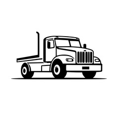 Black and White Illustration of a Flatbed Truck: A Symbol of Heavy-Duty Transportation and Logistics