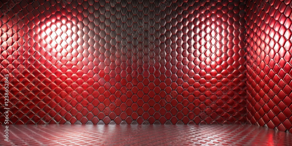 Poster dramatic red hexagonal room setting with subtle lighting