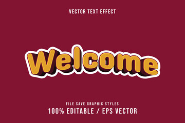 Editable text effect welcome go premium vector background red.