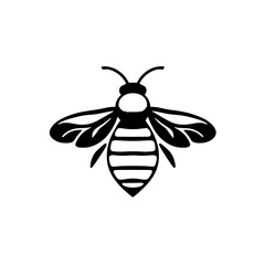 Striped Bee: A Black and White Vector Graphic Design