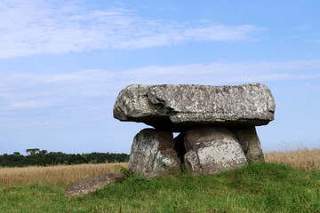 Dolmen of Menez Lie, historical monument of France, Saint Nic, Brittany, France
