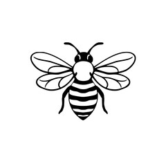 Adorable Bee Illustration: Black and White Honeybee Graphic Design
