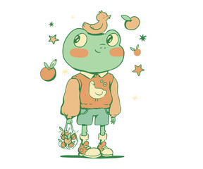 Niedlicher Frosch mit Ente