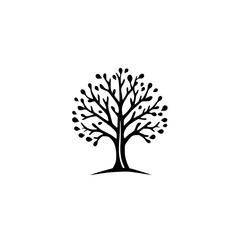 Black and White Tree Illustration: Minimalist Nature Design. Perfect for logo, symbol, or botanical art print. Simple, elegant, and versatile graphic.