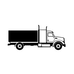 Black and White Illustration of a Flatbed Truck: A Symbol of Cargo Transportation and Logistics