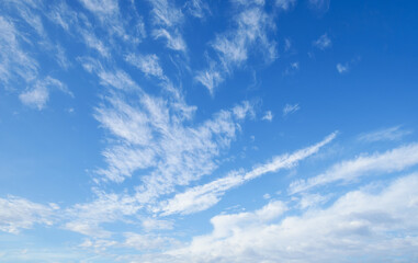 beautiful blue sky with soft white clouds for abstract background
